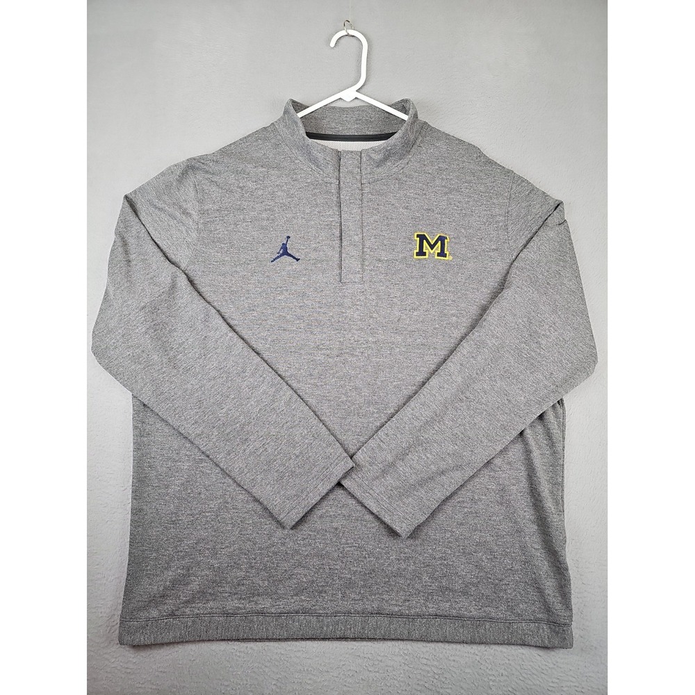 Nike Air Jordan Michigan Wolverines Sweatshirt Men's XL Gray 1/4 Zip Pullover